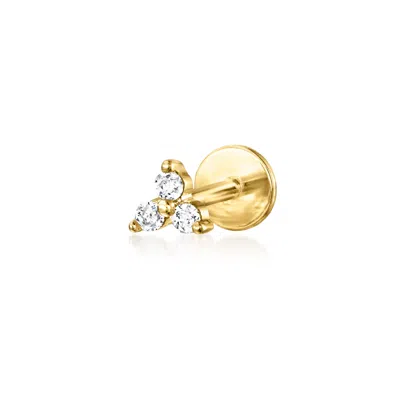 Rs Pure By Ross-simons Diamond-accented 3-stone Single Flat-back Stud Earring In 14kt Yellow Gold