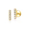 Rs Pure By Ross-simons Diamond-accented Bar Flat-back Stud Earrings In 14kt Yellow Gold In Silver