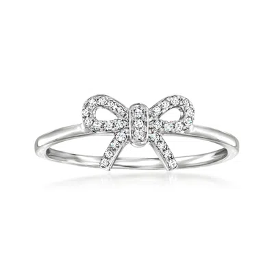 Rs Pure By Ross-simons Diamond-accented Bow Ring In Sterling Silver In White
