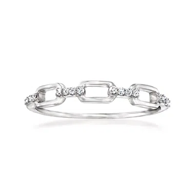 Rs Pure By Ross-simons Diamond-accented Paper Clip Link Ring In Sterling Silver In White
