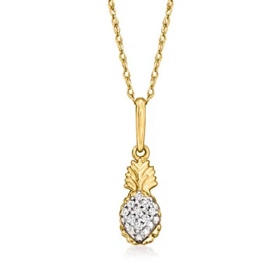 Rs Pure By Ross-simons Diamond-accented Pineapple Pendant Necklace In 14kt Yellow Gold In Multi