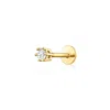 Rs Pure By Ross-simons Diamond-accented Single Flat-back Stud Earring In 14kt Yellow Gold In Silver