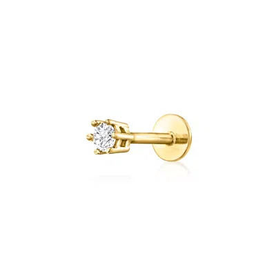 Rs Pure By Ross-simons Diamond-accented Single Flat-back Stud Earring In 14kt Yellow Gold In White