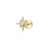 Rs Pure By Ross-simons Diamond-accented Star Single Flat-back Stud Earring In 14kt Yellow Gold In White