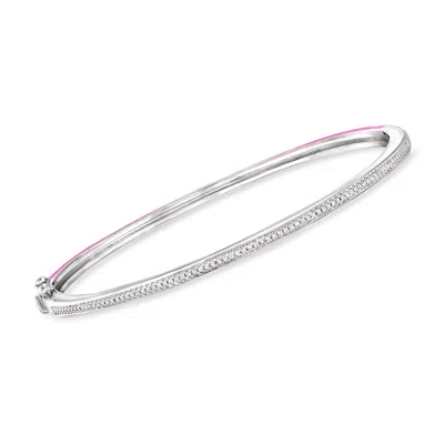 Rs Pure By Ross-simons Diamond And Pink Enamel Reversible Bangle Bracelet In Sterling Silver