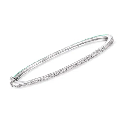 Rs Pure By Ross-simons Diamond And Turquoise Reversible Bangle Bracelet In Sterling Silver