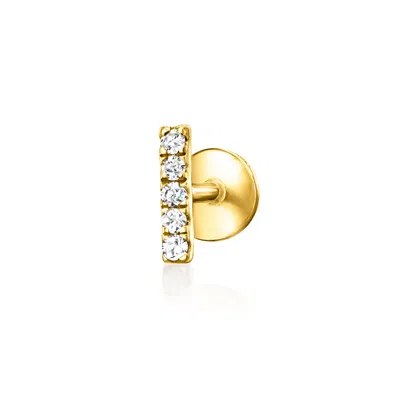 Rs Pure By Ross-simons Diamond Bar Single Flat-back Stud Earring In 14kt Yellow Gold