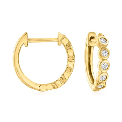 Rs Pure By Ross-simons Diamond Bezel Huggie Hoop Earrings In 14kt Yellow Gold In White