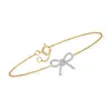 Rs Pure By Ross-simons Diamond Bow Bracelet In 14kt Yellow Gold In Silver