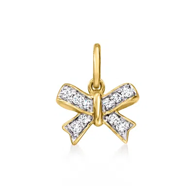 Rs Pure By Ross-simons Diamond Bow Charm In 14kt Yellow Gold In White