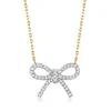 Rs Pure By Ross-simons Diamond Bow Necklace In 14kt Yellow Gold In Silver