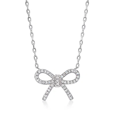 Rs Pure By Ross-simons Diamond Bow Necklace In Sterling Silver In Multi