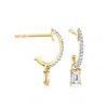 Rs Pure By Ross-simons Diamond C-hoop Drop Earrings In 14kt Yellow Gold In White