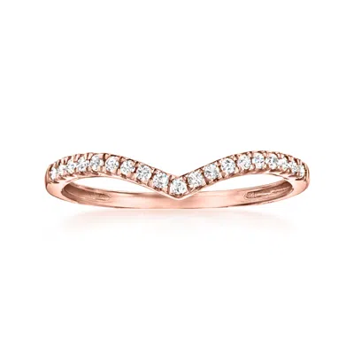 Rs Pure By Ross-simons Diamond Chevron Ring In 14kt Rose Gold In Silver