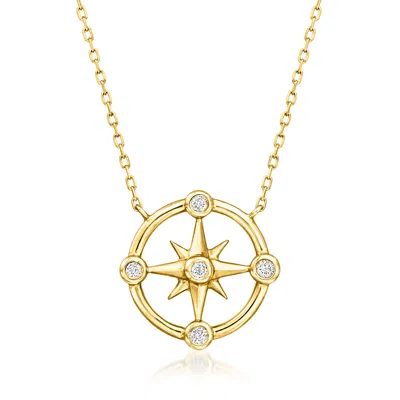 Rs Pure By Ross-simons Diamond Compass Necklace In 14kt Yellow Gold In Multi