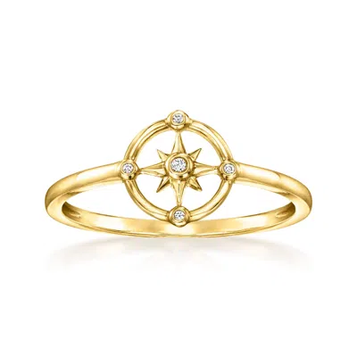 Rs Pure By Ross-simons Diamond Compass Ring In 14kt Yellow Gold In White