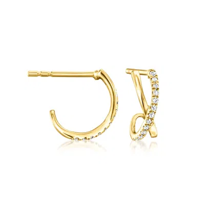 Rs Pure By Ross-simons Diamond Crisscross C-hoop Earrings In 14kt Yellow Gold
