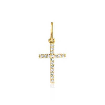 Rs Pure By Ross-simons Diamond Cross Charm In 14kt Yellow Gold In White