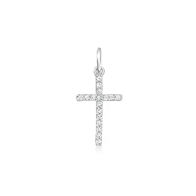 Rs Pure By Ross-simons Diamond Cross Charm In Sterling Silver In White