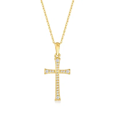 Rs Pure By Ross-simons Diamond Cross Pendant Necklace In 14kt Yellow Gold In Multi