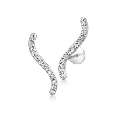 Rs Pure By Ross-simons Diamond Curved Ear Climbers In Sterling Silver