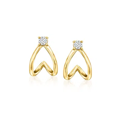 Rs Pure By Ross-simons Diamond Double-split Huggie Hoop Earrings In 14kt Yellow Gold In White