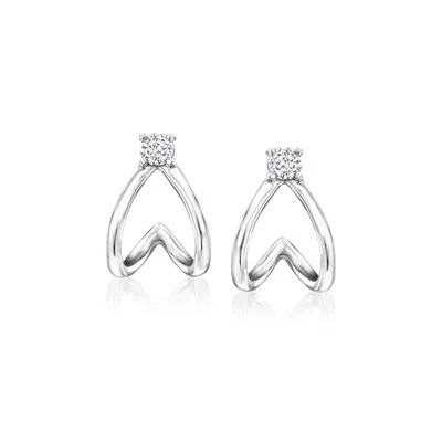Rs Pure By Ross-simons Diamond Double-split Huggie Hoop Earrings In Sterling Silver In White