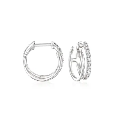 Rs Pure By Ross-simons Diamond Dual-hoop Earrings In Sterling Silver In White
