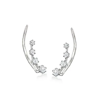 Rs Pure By Ross-simons Diamond Ear Climbers In Sterling Silver In White