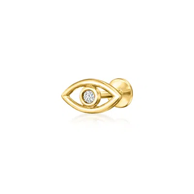 Rs Pure By Ross-simons Diamond Evil Eye Flat-back Earrings In 14kt Yellow Gold