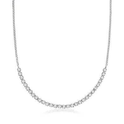 Rs Pure By Ross-simons Diamond Half-tennis Necklace In Sterling Silver
