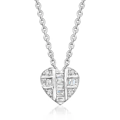 Rs Pure By Ross-simons Diamond Heart Cluster Necklace In Sterling Silver In Metallic