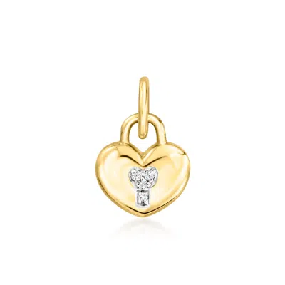 Rs Pure By Ross-simons Diamond Heart Lock Charm In 14kt Yellow Gold In Multi