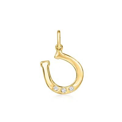 Rs Pure By Ross-simons Diamond Horseshoe Charm In 14kt Yellow Gold In White