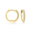 Rs Pure By Ross-simons Diamond Huggie Hoop Earrings In 14kt Yellow Gold In White