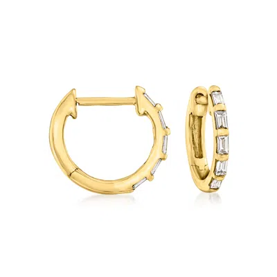 Rs Pure By Ross-simons Diamond Huggie Hoop Earrings In 14kt Yellow Gold In White