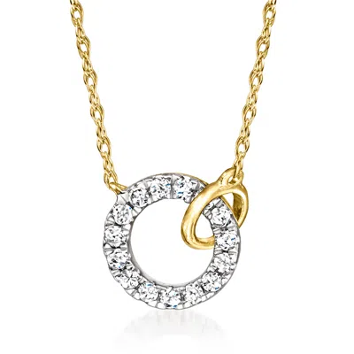 Rs Pure By Ross-simons Diamond Interlocking-circle Necklace In 14kt Yellow Gold In Silver