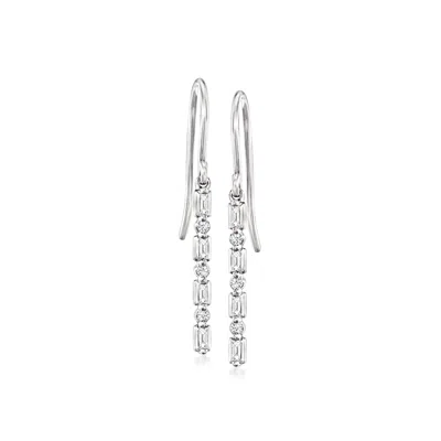 Rs Pure By Ross-simons Diamond Linear Drop Earrings In Sterling Silver In White