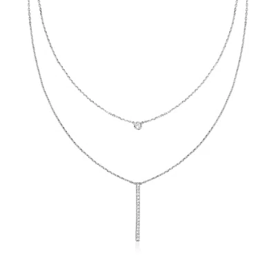 Rs Pure By Ross-simons Diamond Linear Layered Necklace In Sterling Silver