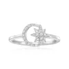 Rs Pure By Ross-simons Diamond Moon And Star Ring In Sterling Silver In White