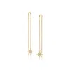 Rs Pure By Ross-simons Diamond North Star Threader Drop Earrings In 14kt Yellow Gold In White