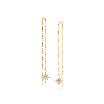 Rs Pure By Ross-simons Diamond North Star Threader Drop Earrings In 14kt Yellow Gold In White