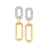 Rs Pure By Ross-simons Diamond Paper Clip Link Drop Earrings In 14kt Yellow Gold In Silver