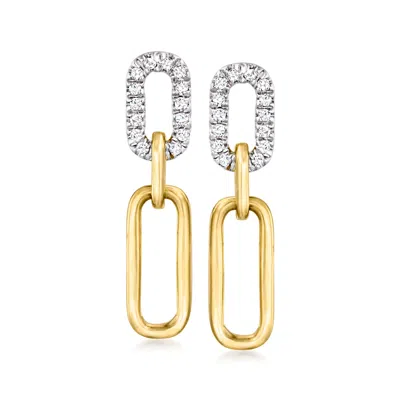 Rs Pure By Ross-simons Diamond Paper Clip Link Drop Earrings In 14kt Yellow Gold In Silver