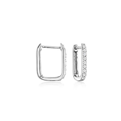 RS PURE BY ROSS-SIMONS DIAMOND PAPER CLIP LINK HOOP EARRINGS IN STERLING SILVER