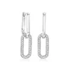 Rs Pure By Ross-simons Diamond Paper Clip Link Removable Drop Earrings In Sterling Silver In White