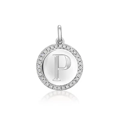 Rs Pure By Ross-simons Diamond Personalized Circle In Sterling Silver In Metallic