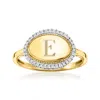 Rs Pure By Ross-simons Diamond Personalized Oval Ring In 14kt Yellow Gold In White