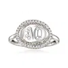 Rs Pure By Ross-simons Diamond Personalized Oval Ring In Sterling Silver In White