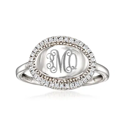 Rs Pure By Ross-simons Diamond Personalized Oval Ring In Sterling Silver In White